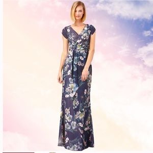 NWT Kay Unger Ricarda Navy Floral Dress